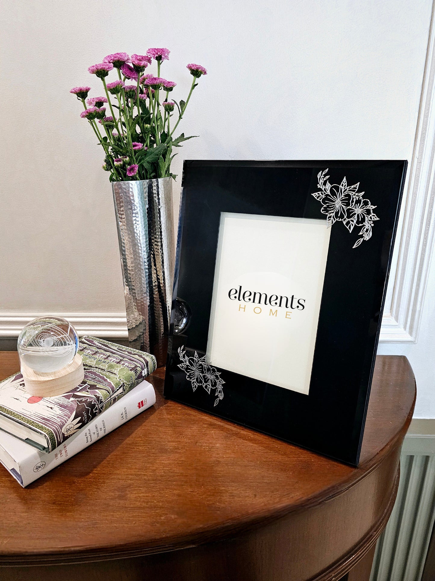 Black Metal Floral Photo Frame
