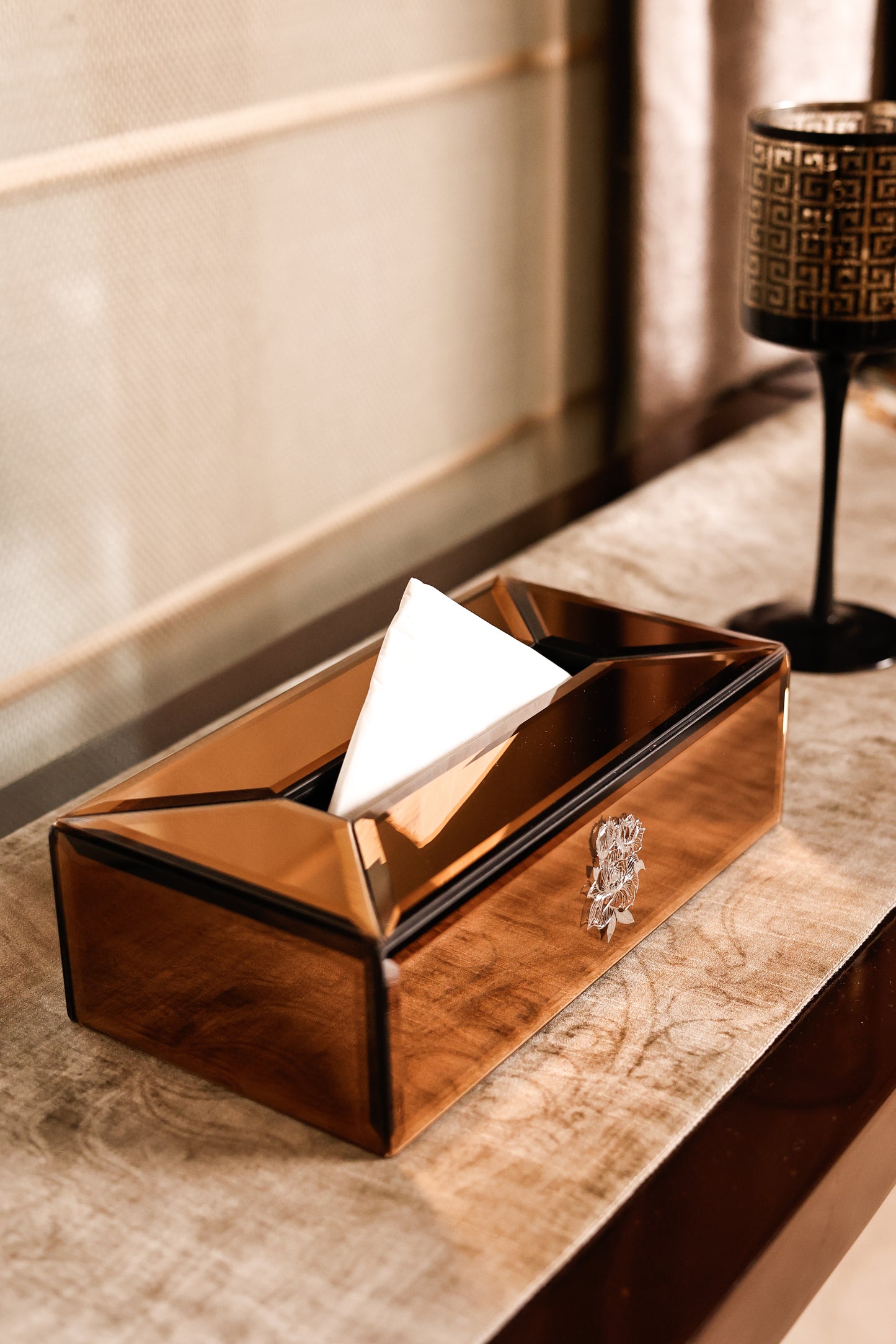 Mirrored Memories Tissue Box( Copper)