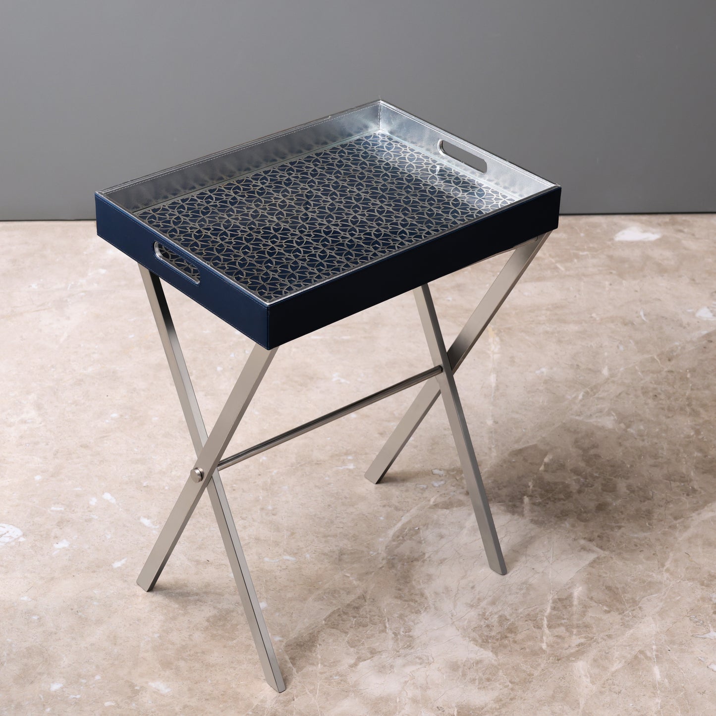 Classic Fern Butler Tray (Blue & Silver)