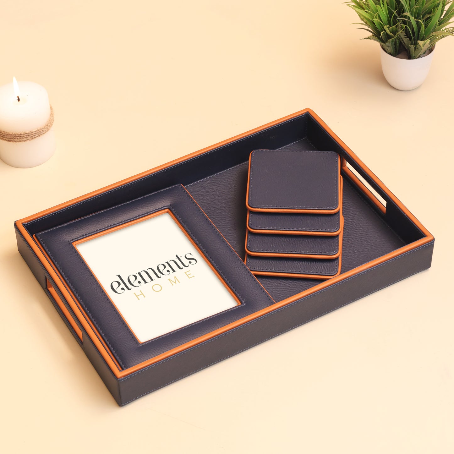 Two Toned Decor Set-Blue & Tan
