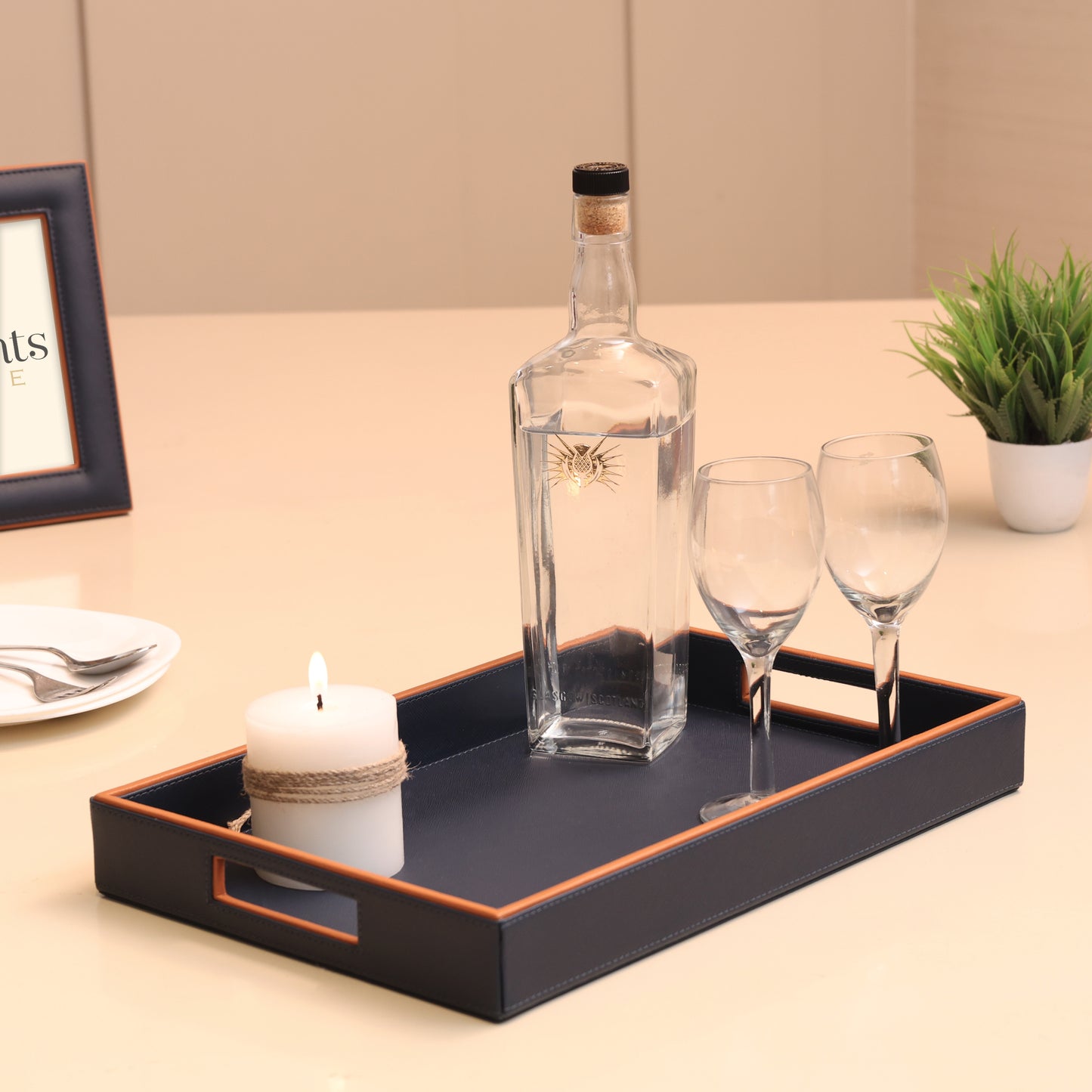 Two Toned Decor Set-Blue & Tan