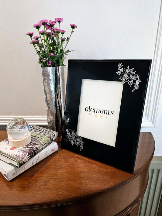 Black Metal Floral Photo Frame
